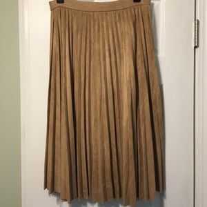 Faux Suede Pleated Skirt
